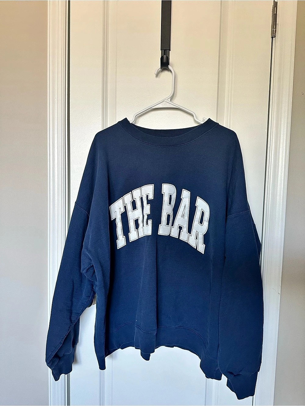 The Bar Varsity Sweatshirt Graphic Crewneck in Blue